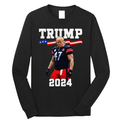 Trump 47 Football Jersey 2024 Us Flag Trump Vance 2024 Gift Long Sleeve Shirt