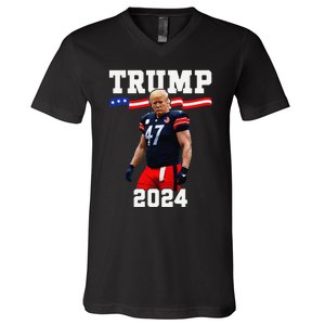 Trump 47 Football Jersey 2024 Us Flag Trump Vance 2024 Gift V-Neck T-Shirt