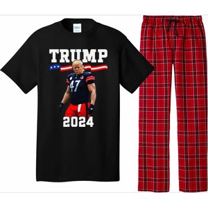 Trump 47 Football Jersey 2024 Us Flag Trump Vance 2024 Gift Pajama Set