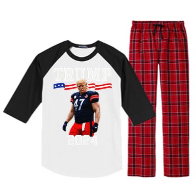 Trump 47 Football Jersey 2024 Us Flag Trump Vance 2024 Gift Raglan Sleeve Pajama Set