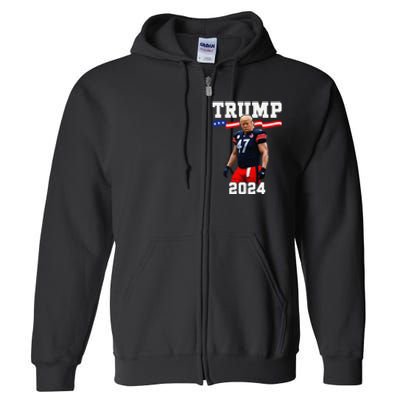 Trump 47 Football Jersey 2024 Us Flag Trump Vance 2024 Gift Full Zip Hoodie