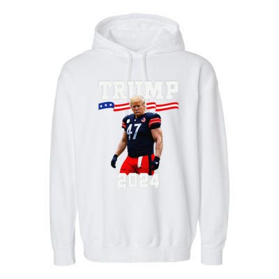 Trump 47 Football Jersey 2024 Us Flag Trump Vance 2024 Gift Garment-Dyed Fleece Hoodie