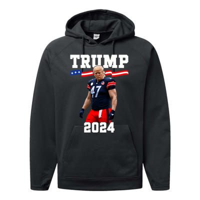 Trump 47 Football Jersey 2024 Us Flag Trump Vance 2024 Performance Fleece Hoodie