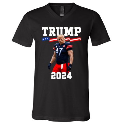 Trump 47 Football Jersey 2024 Us Flag Trump Vance 2024 V-Neck T-Shirt