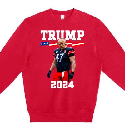 Trump 47 Football Jersey 2024 Us Flag Trump Vance 2024 Premium Crewneck Sweatshirt