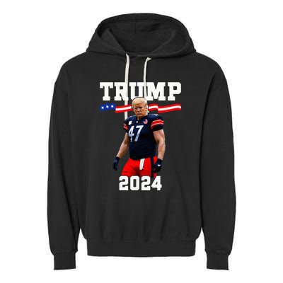 Trump 47 Football Jersey 2024 Us Flag Trump Vance 2024 Garment-Dyed Fleece Hoodie