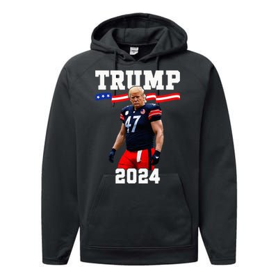 Trump 47 Football Jersey 2024 Us Flag Trump Vance 2024 Performance Fleece Hoodie