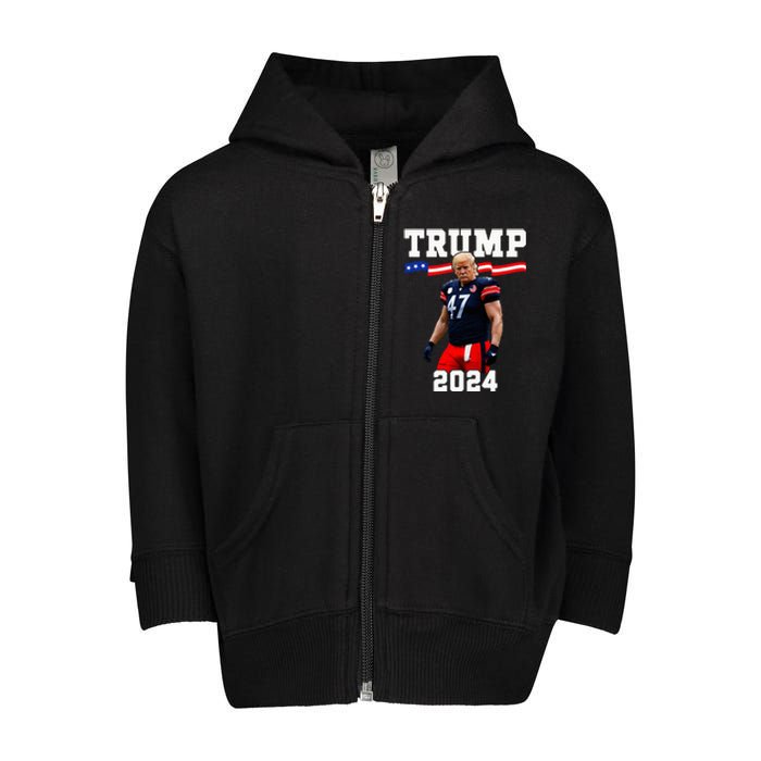 Trump 47 Football Jersey 2024 Us Flag Trump Vance 2024 Toddler Zip Fleece Hoodie