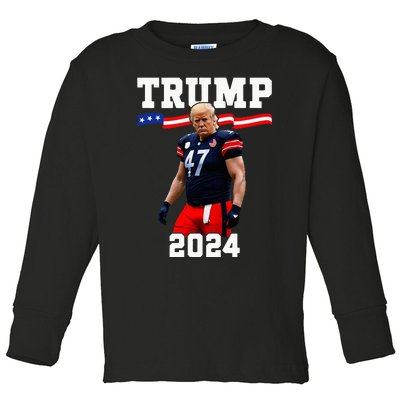 Trump 47 Football Jersey 2024 Us Flag Trump Vance 2024 Toddler Long Sleeve Shirt