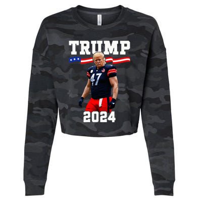 Trump 47 Football Jersey 2024 Us Flag Cropped Pullover Crew