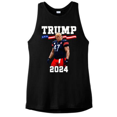 Trump 47 Football Jersey 2024 Us Flag Ladies PosiCharge Tri-Blend Wicking Tank