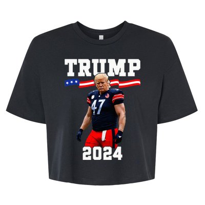 Trump 47 Football Jersey 2024 Us Flag Bella+Canvas Jersey Crop Tee