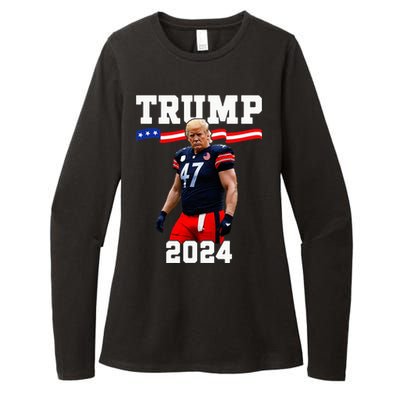 Trump 47 Football Jersey 2024 Us Flag Womens CVC Long Sleeve Shirt