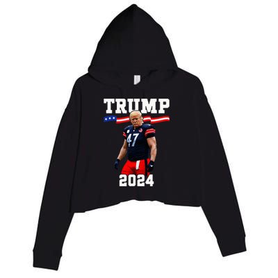 Trump 47 Football Jersey 2024 Us Flag Crop Fleece Hoodie