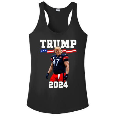 Trump 47 Football Jersey 2024 Us Flag Ladies PosiCharge Competitor Racerback Tank