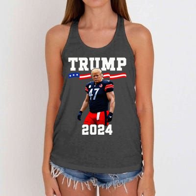 Trump 47 Football Jersey 2024 Us Flag Women's Knotted Racerback Tank