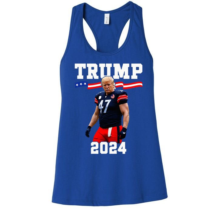 Trump 47 Football Jersey 2024 Us Flag Women's Racerback Tank