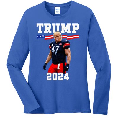 Trump 47 Football Jersey 2024 Us Flag Ladies Long Sleeve Shirt