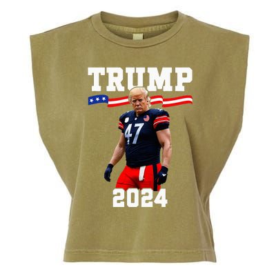 Trump 47 Football Jersey 2024 Us Flag Garment-Dyed Women's Muscle Tee