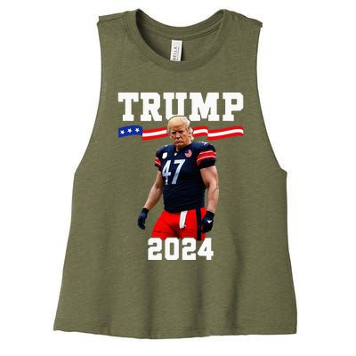 Trump 47 Football Jersey 2024 Us Flag Women's Racerback Cropped Tank