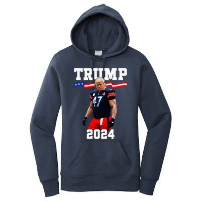 Trump 47 Football Jersey 2024 Us Flag Women's Pullover Hoodie