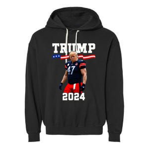 Trump 47 Football Jersey 2024 Us Flag Garment-Dyed Fleece Hoodie