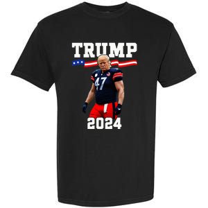 Trump 47 Football Jersey 2024 Us Flag Garment-Dyed Heavyweight T-Shirt