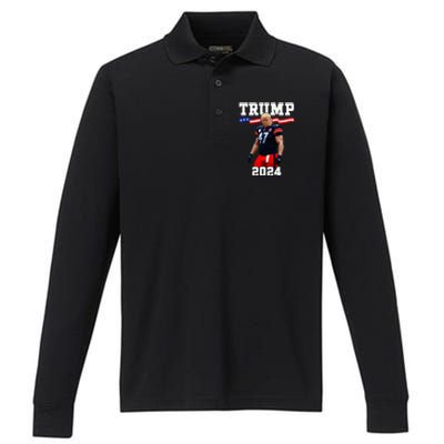 Trump 47 Football Jersey 2024 Us Flag Performance Long Sleeve Polo