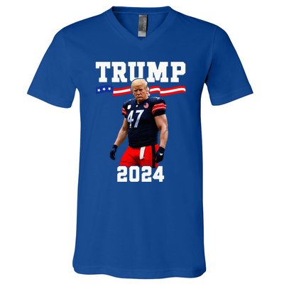 Trump 47 Football Jersey 2024 Us Flag V-Neck T-Shirt