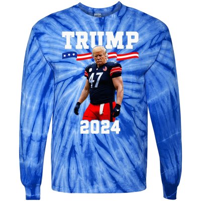 Trump 47 Football Jersey 2024 Us Flag Tie-Dye Long Sleeve Shirt