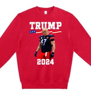 Trump 47 Football Jersey 2024 Us Flag Premium Crewneck Sweatshirt