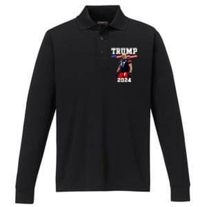 Trump 47 Football Jersey 2024 Us Flag Trump Vance 2024 Performance Long Sleeve Polo