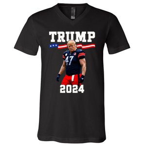 Trump 47 Football Jersey 2024 Us Flag Trump Vance 2024 V-Neck T-Shirt