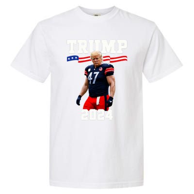 Trump 47 Football Jersey 2024 Us Flag Trump Vance 2024 Garment-Dyed Heavyweight T-Shirt