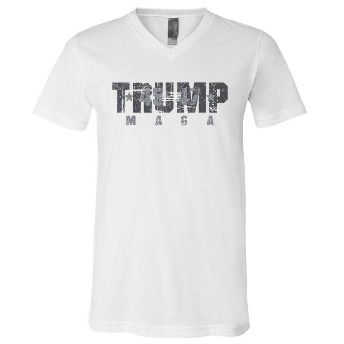 Trump 4547 Maga Us Flag 2024 Presidential Election V-Neck T-Shirt