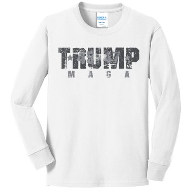 Trump 4547 Maga Us Flag 2024 Presidential Election Kids Long Sleeve Shirt