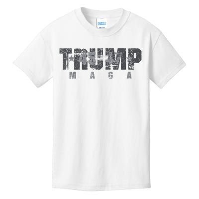 Trump 4547 Maga Us Flag 2024 Presidential Election Kids T-Shirt