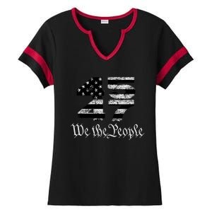 Trump 4547 Maga Us Flag 2024 Presidential Election Ladies Halftime Notch Neck Tee