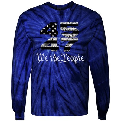 Trump 4547 Maga Us Flag 2024 Presidential Election Tie-Dye Long Sleeve Shirt