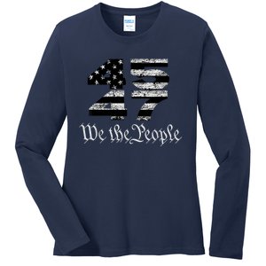 Trump 4547 Maga Us Flag 2024 Presidential Election Ladies Long Sleeve Shirt