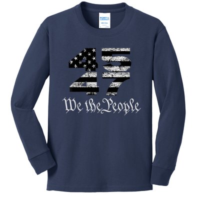 Trump 4547 Maga Us Flag 2024 Presidential Election Kids Long Sleeve Shirt