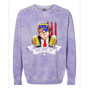 Trump 4th Of July Merica For Men Women USA American Flag Colorblast Crewneck Sweatshirt