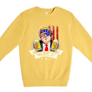 Trump 4th Of July Merica For Men Women USA American Flag Premium Crewneck Sweatshirt