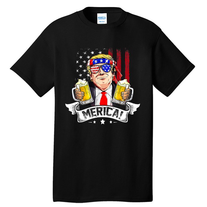 Trump 4th Of July Merica For Men Women USA American Flag Tall T-Shirt