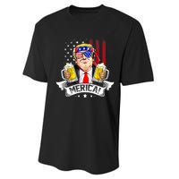 Trump 4th Of July Merica For Men Women USA American Flag Performance Sprint T-Shirt