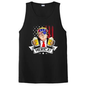 Trump 4th Of July Merica For Men Women USA American Flag PosiCharge Competitor Tank