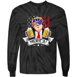 Trump 4th Of July Merica For Men Women USA American Flag Tie-Dye Long Sleeve Shirt