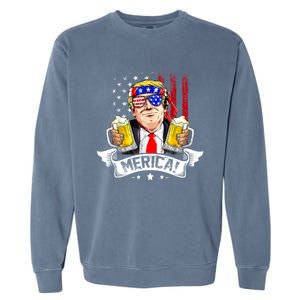 Trump 4th Of July Merica For Men Women USA American Flag Garment-Dyed Sweatshirt