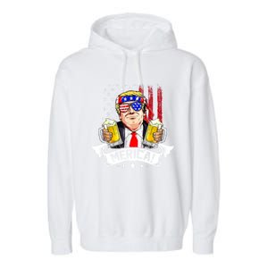 Trump 4th Of July Merica For Men Women USA American Flag Garment-Dyed Fleece Hoodie