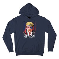 Trump 4th Of July Merica Usa American Flag Vintage Hoodie